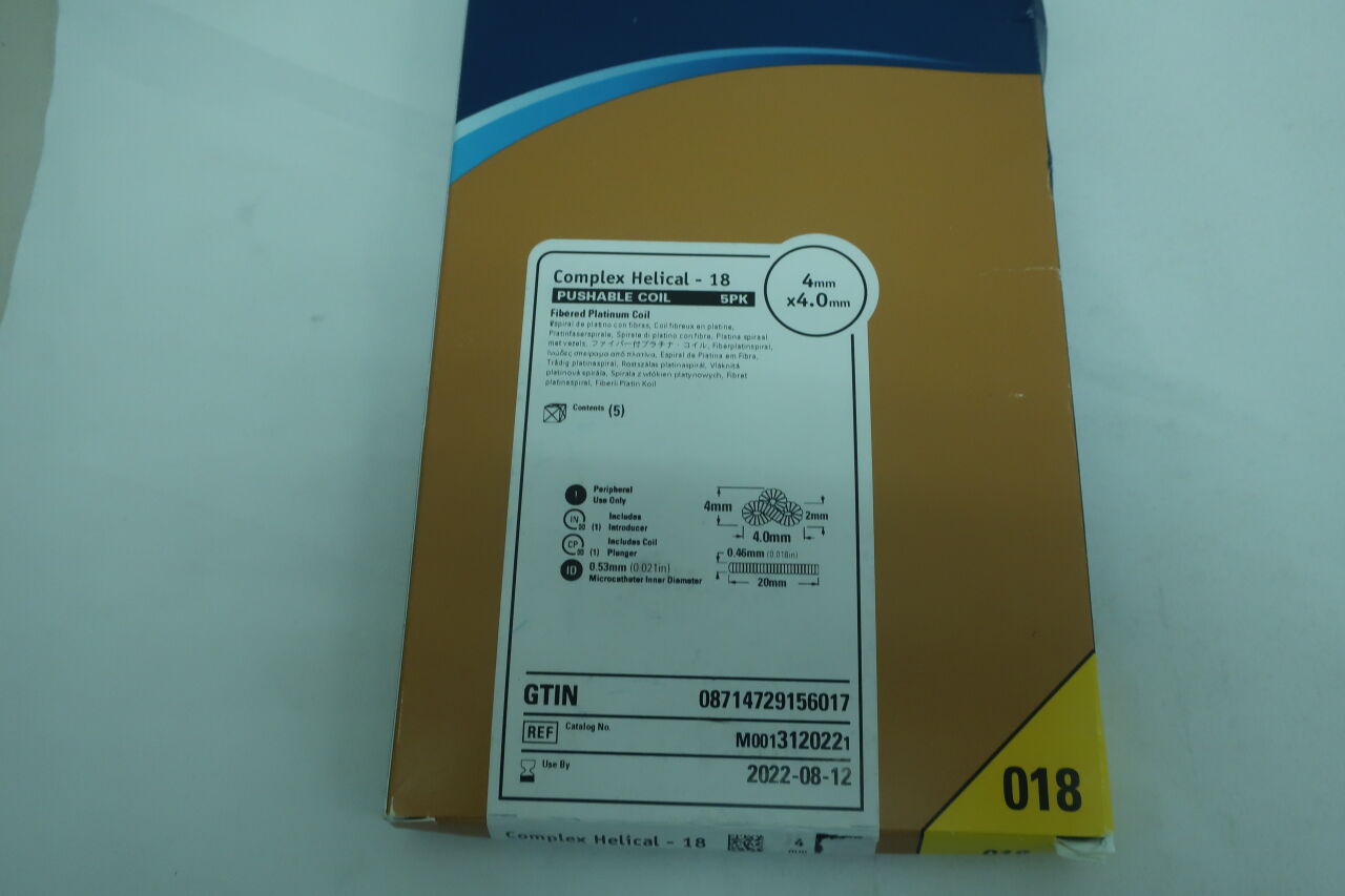 312022 - BOSTON SCIENTIFIC - complex helical-18 fibered platinum pushable coil, 4 mm maximum diameter, () - ( Expiry Date:  )