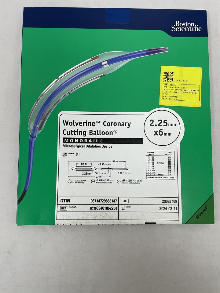 3940106225 - BOSTON SCIENTIFIC - Wolverine Coronary Cutting Balloon Monorail Microsurgical Dilatation Device, 2.25mm x 6mm, (BX/1) - ( Expiry Date: 2024-03-21 )