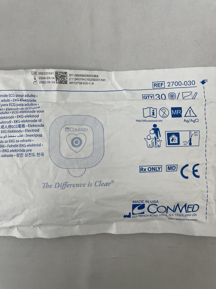 3600-050 - CONMED - OminTrace Foam Adult ECG Electrode (50/Pkg), (EA) - ( Expiry Date: 2024-01-14 )