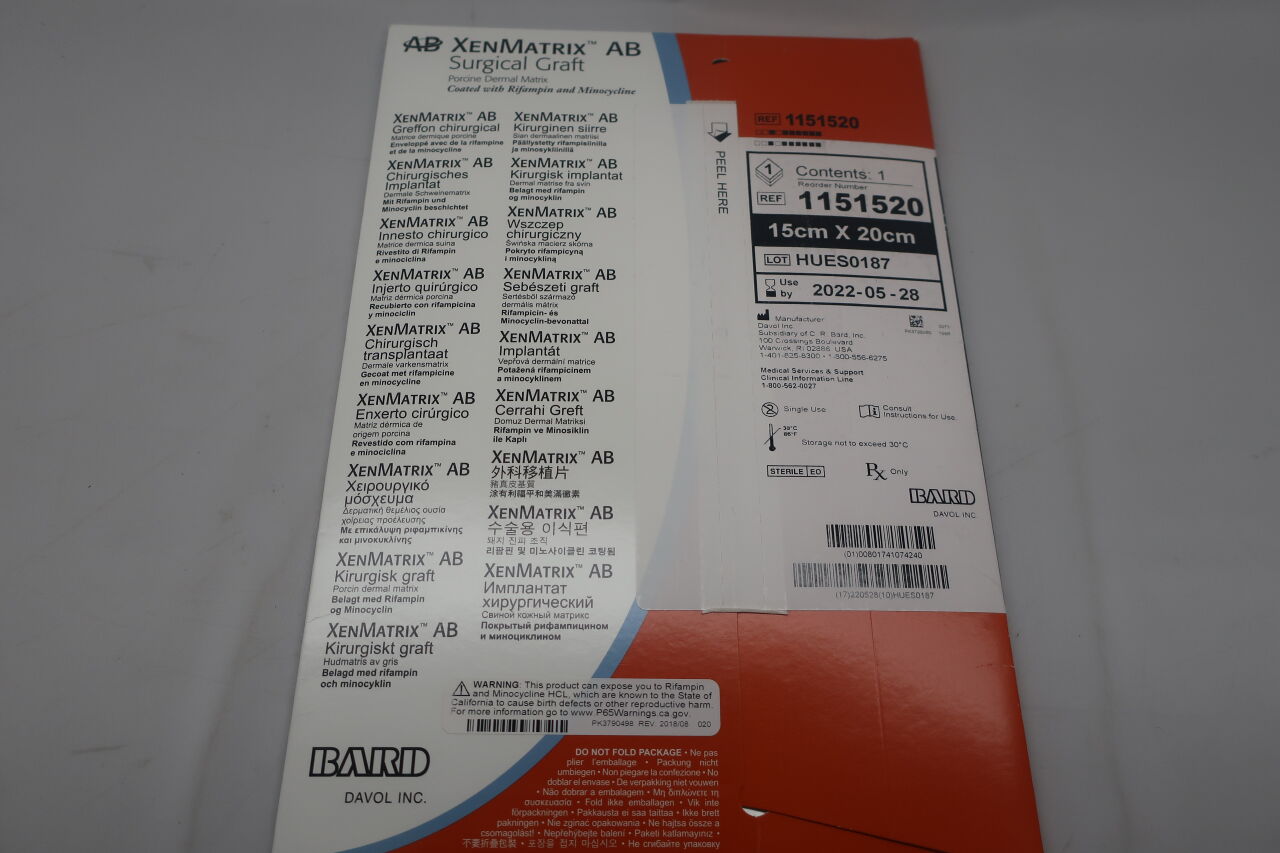 1151520 - DAVOL - xenmatrix ab surgical graft 15cm x 20cm, (EA) - ( Expiry Date: 2024-01-24 )