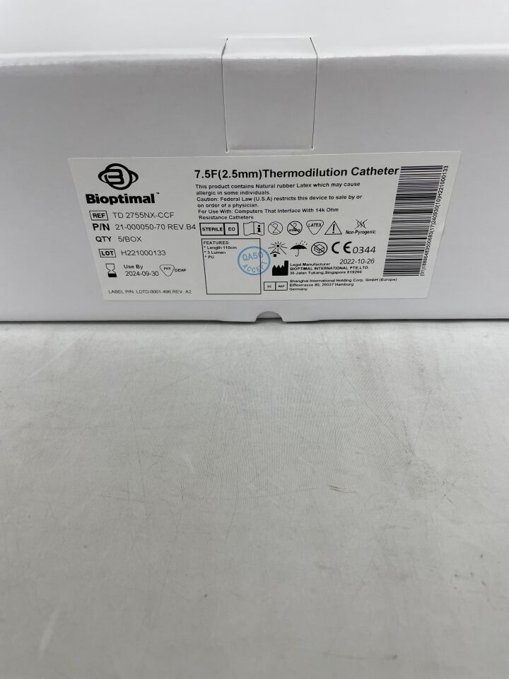 TD-2755NX-CCF - BIOPTIMAL - Thermodilution Catheter, 7.5Fr, () - ( Expiry Date: 2024-09-30 )