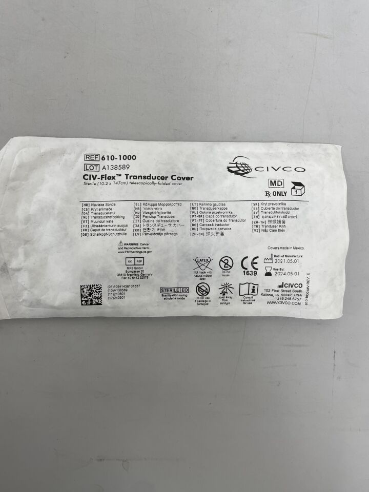 610-1000 - CIVCO MEDICAL - Extended-Length Telescopically Folded CIV-Flex Covers - CIV-Flex Transducer Cover, 5.5" x 58", (EA) - ( Expiry Date: 2024-05-01 )