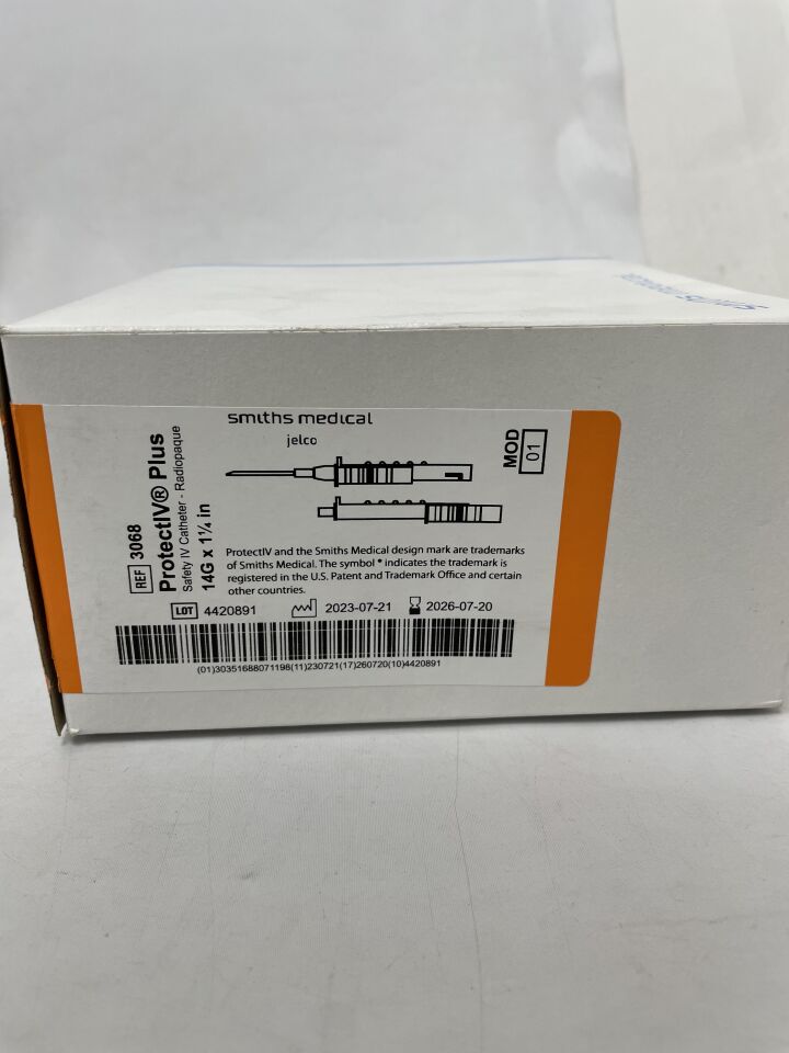 3068 - SMITHS MEDICAL - ASD 導管 IV Jelco Protectiv Plus Safety Strt 14gx1.25，（BX/50）-（效期：2026-07-20）