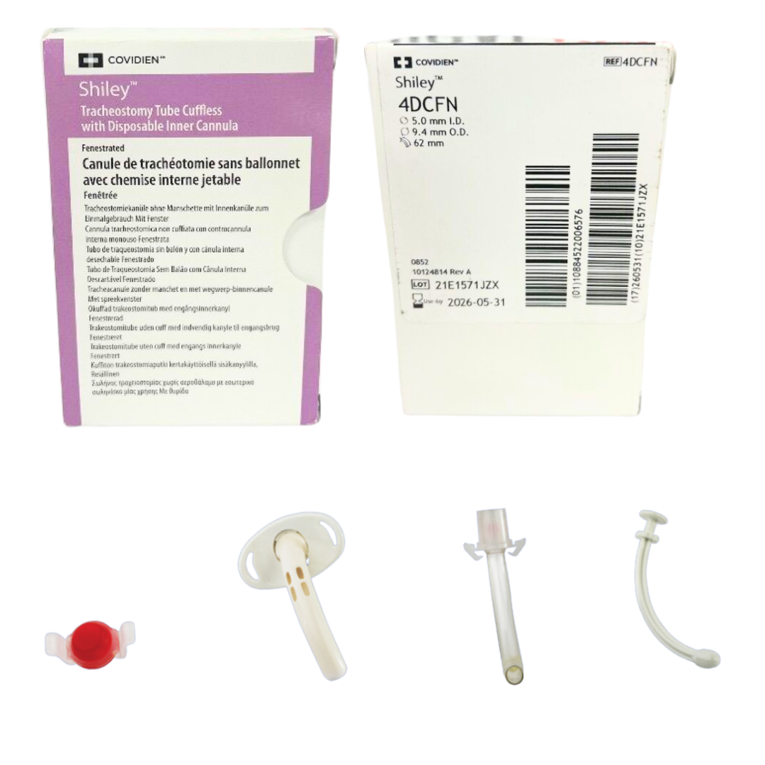 314379 - Shiley - Shiley Adult Fenestrated Tracheostomy Tube, Cuffless (No balloon), with Disposable Inner Cannula, Size 4 – Medtronic 4DCFN, Pack of 1, (EA)