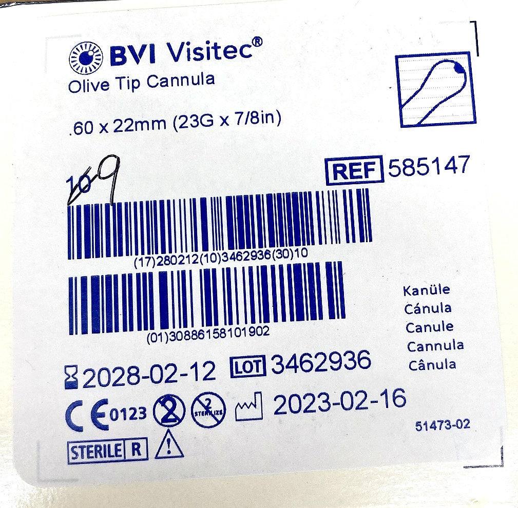 585147 - BEAVER-VISITEC - Olive Tip Cannula .60 x 22mm (23G x 7/8in), (EA/1)