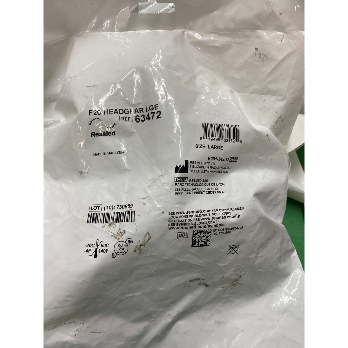63472 - RESMED - AIRFIT F20 HEADGEAR LGE, (EA/1)