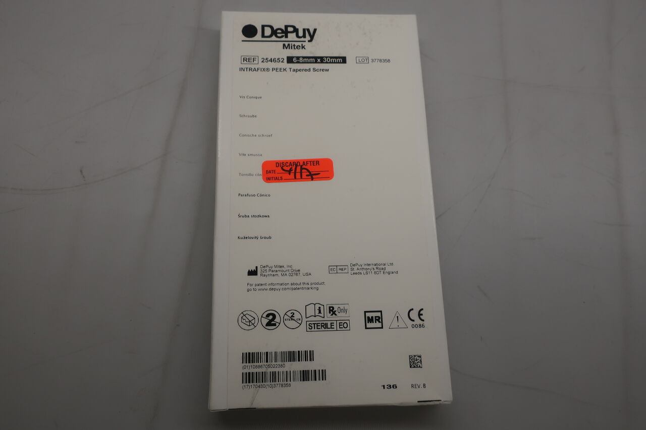 254652 - DEPUY - INTRAFIX PEEK Tapered Screw, 6-8mm x 30mm, (BX/1) - ( Expiry Date: 2021-10-31 )