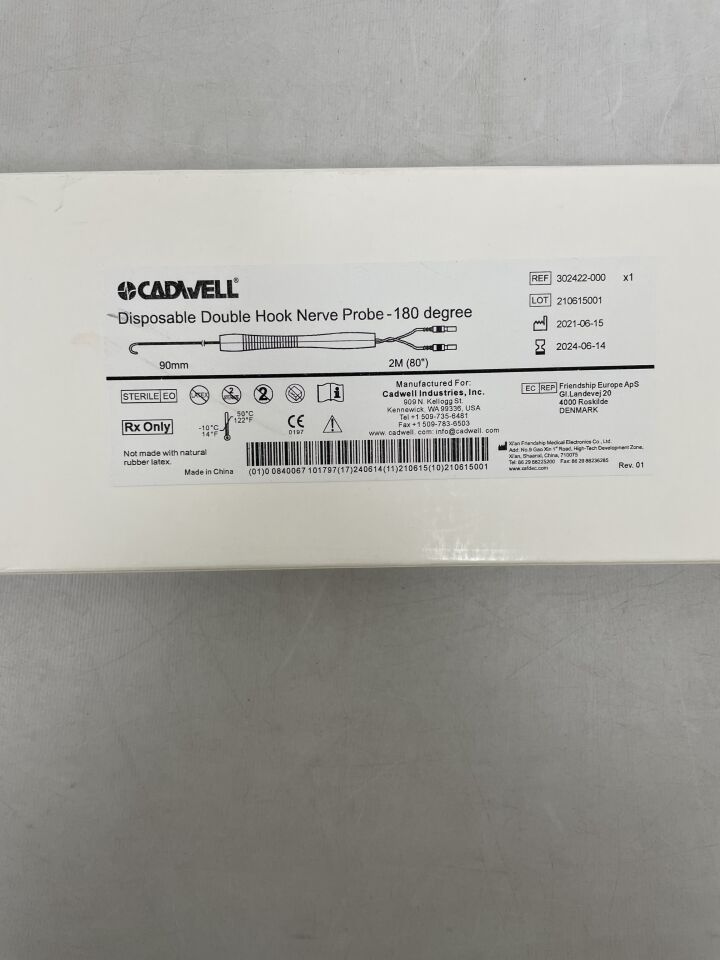 302422-000 - NATUS - Cadwell Disposable Double Hook Nerve Probe, 180°, (BX/1) - ( Expiry Date: 2024-06-14 )