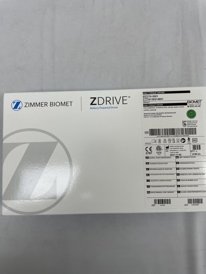 70-2001 - ZIMMER BIOMET - ZDRIVE High Torque Battery-Powered Driver, () - ( Expiry Date: 2023-07-08 )