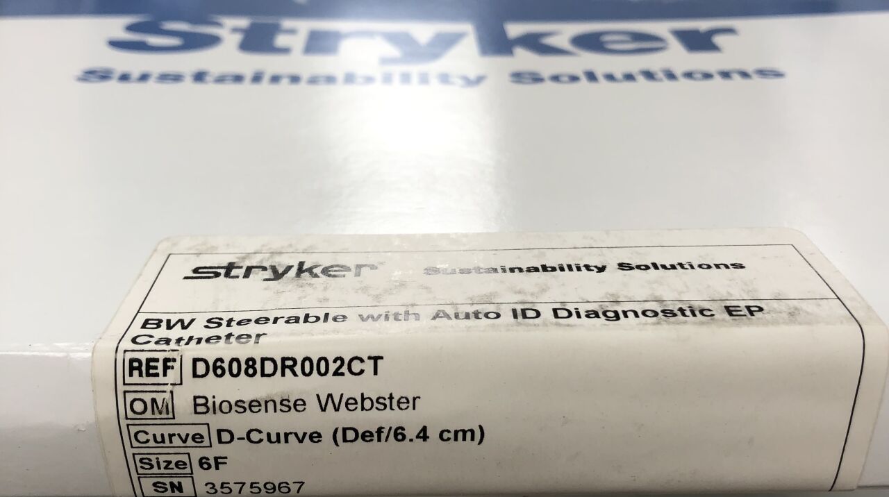 D608DR002CT - STRYKER - Reprocessed Biosense Webster Steerable with Auto ID Diagnostic EP Catheter, 6F, (BX/1) - ( Expiry Date: 2023-06-03 )