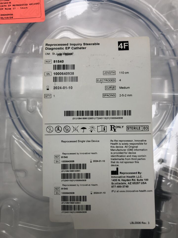 81540 - INNOVATIVE - Reprocessed St. Jude Inquiry Steerable Diagnostic EP Catheter, 110cm length, (EA) - ( Expiry Date: 2024-01-10 )