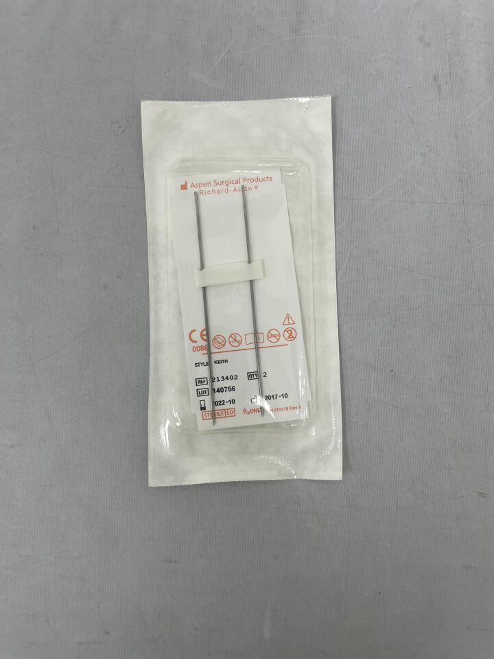 213402 - ASPEN SURGICAL - RICHARD-ALLAN NEEDLE STRAIGHT CUTTING POINT KEITH ABDOMINAL, 0.040" X 3.432" (2Pack), (EA) - ( Expiry Date: 2022-10-01 )