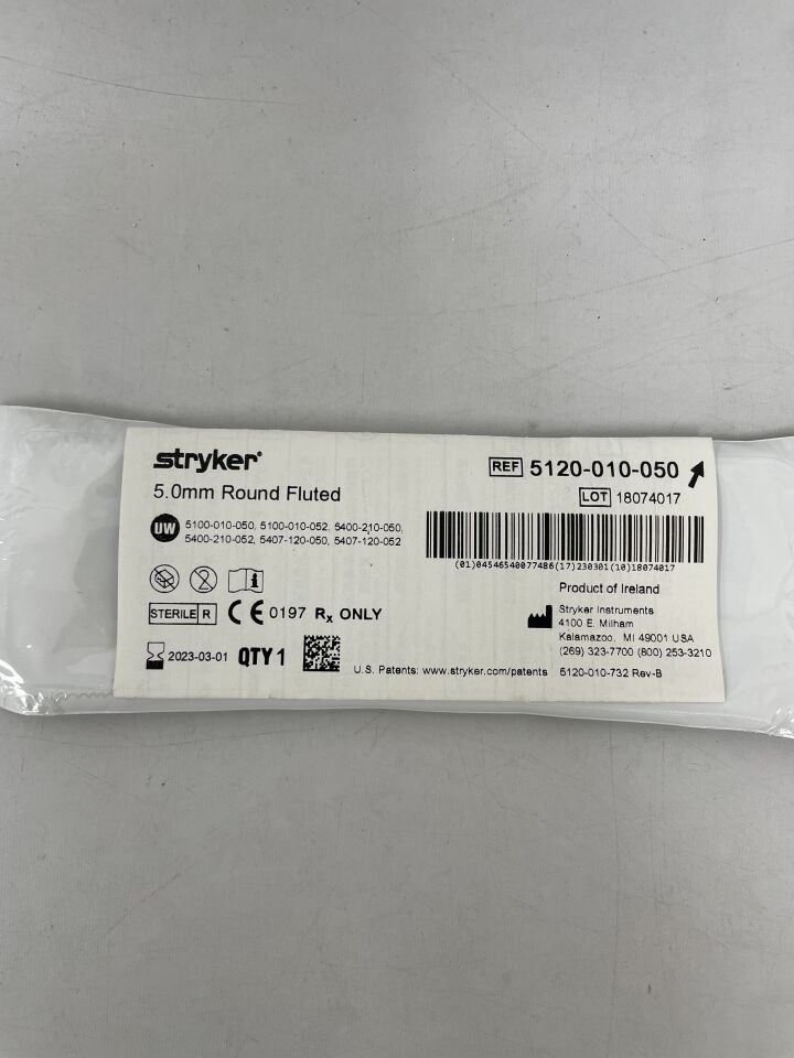 5120-010-050 - STRYKER - 5.0mm Round Fluted Bur, Medium, (EA) - ( Expiry Date: 2023-03-01 )