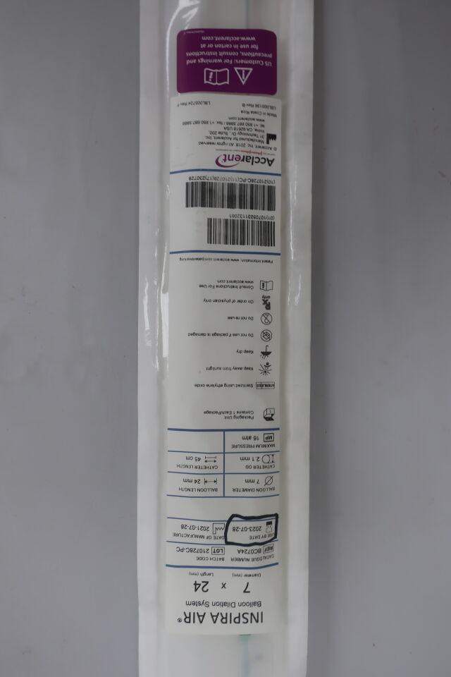 BC0724A - ACCLARENT - INSPIRA AIR Balloon Dilation System, 7mm x 24mm, () - ( Expiry Date: 2023-01-12 )