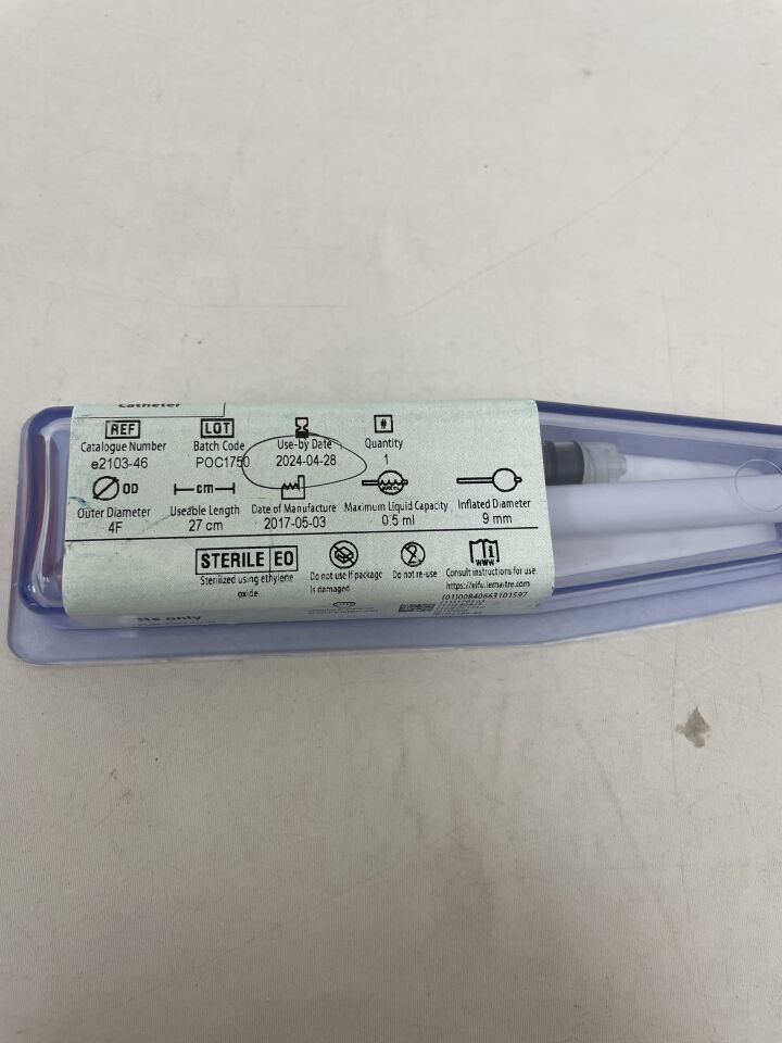 e2103-46 - LEMAITRE - pruitt occlusion catheter 4f x 9mm, 27cm, 0.5ml, (EA) - ( Expiry Date: 2024-04-28 )