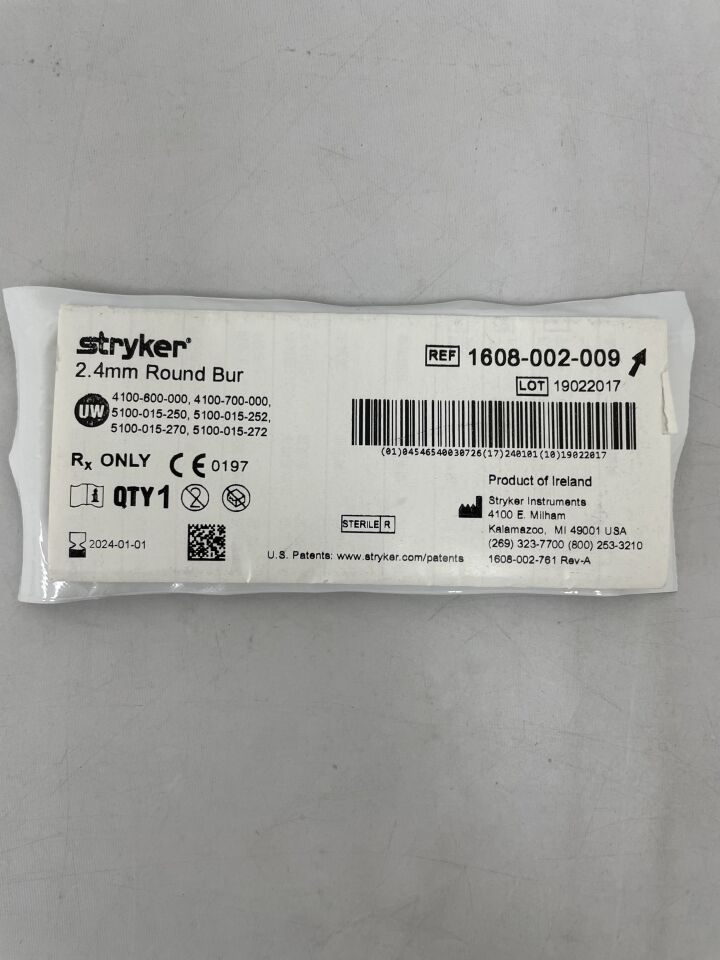 1608-002-009 - STRYKER - Round Bur 2.4mm, () - ( Expiry Date: 2024-01-01 )