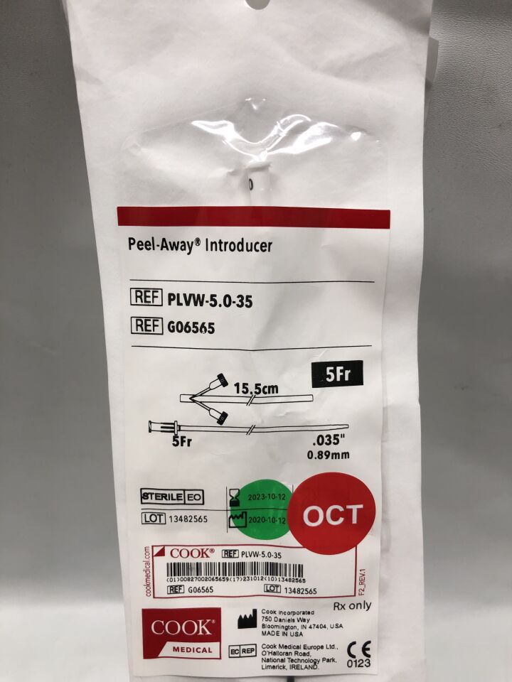 G06565 - COOK - Peel-Away Introducer, 15.5cm, 5Fr, (EA) - ( Expiry Date: 2023-10-23 )