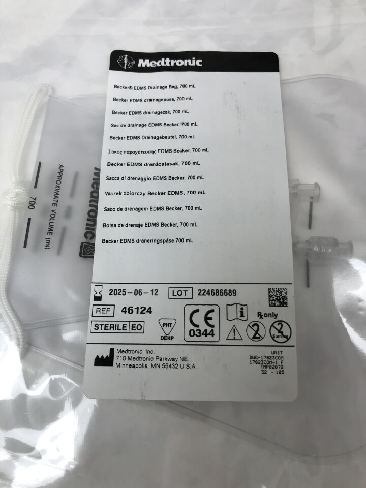 46124  -  MEDTRONIC  -  Becker EDMS Drainage Bag, 700ml , ( EA )  -  ( Expiry Date : 2025-06-12 )