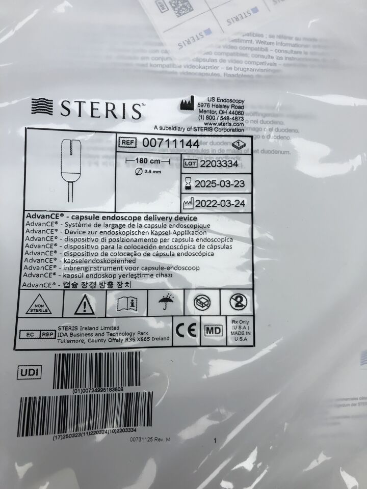 711144  -  STERIS  -  AdvanCE Capsule Endoscope Delivery Device, 180 cm Length , ( EA )  -  ( Expiry Date : 2025-03-23 )