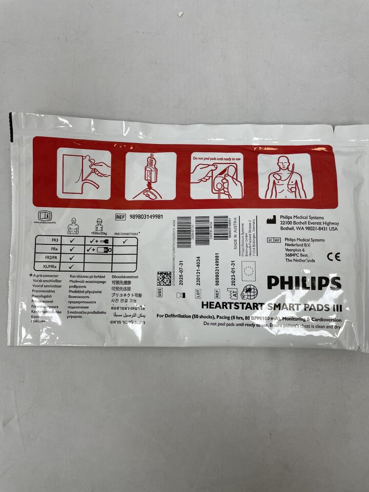 989803149981 - PHILIPS - HeartStart FRx SMART Pads III, (EA) - ( Expiry Date: 2025-07-31 )