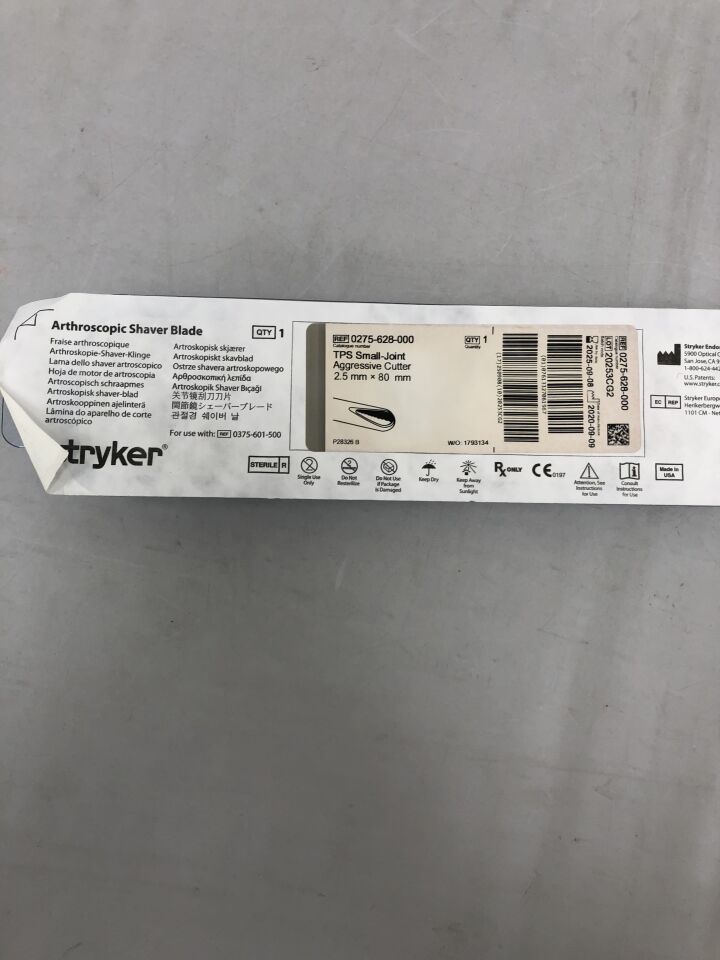 0275-628-000 - STRYKER - Cortador agresivo para juntas pequeñas, 2,5 mm x 80 mm, (unidad) - (Fecha de caducidad: 08/09/2025)