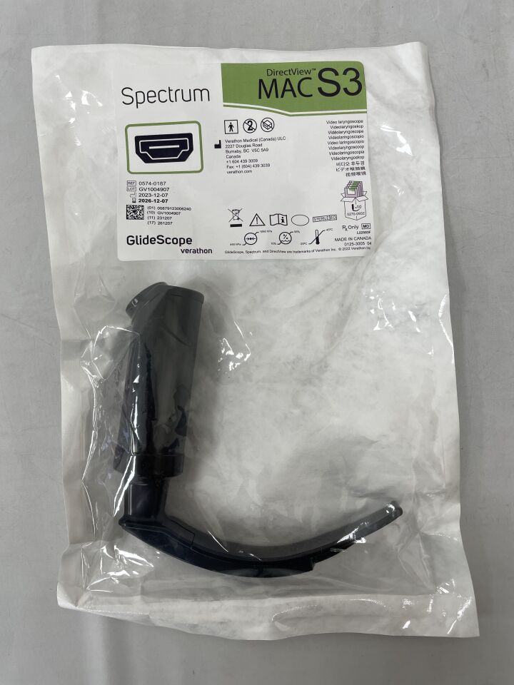0574-0187 - VERATHON - GlideScope Spectrum 視訊喉鏡 MAC S3，（）-（有效期至：2026-12-07）
