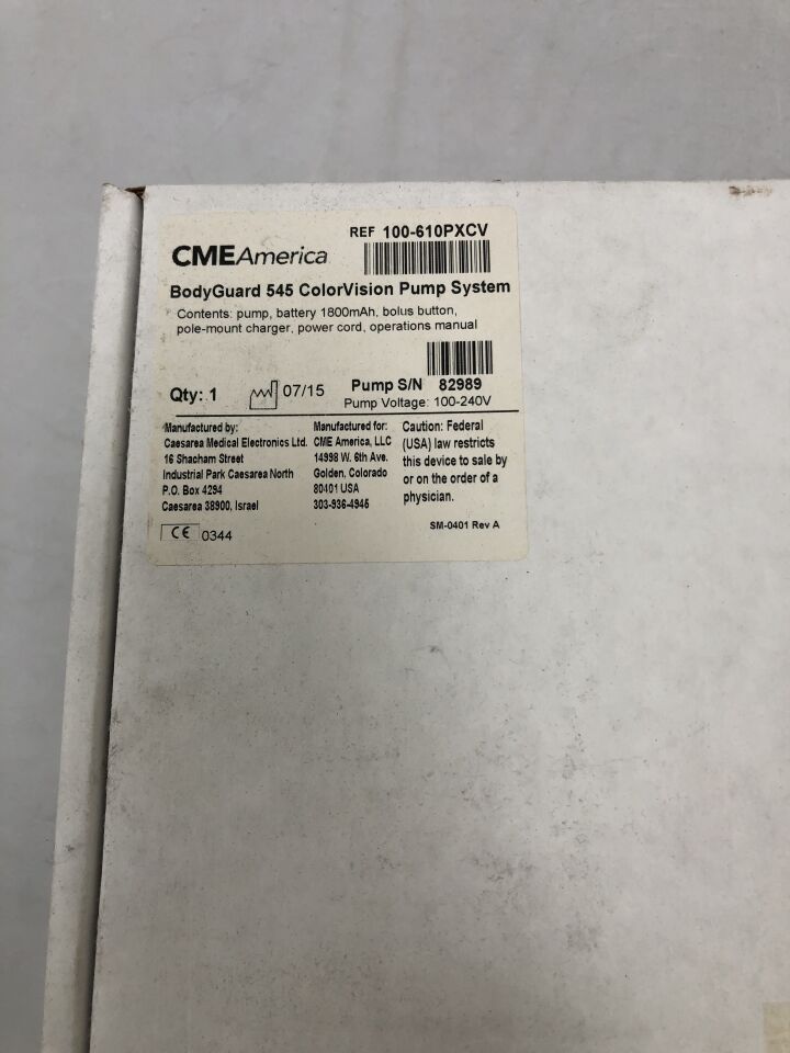 100-610PXCV - CME AMERICA - BodyGuard 545 ColorVision Pump System, 100-240V, (BX) - ( Expiry Date: 2099-01-01 )