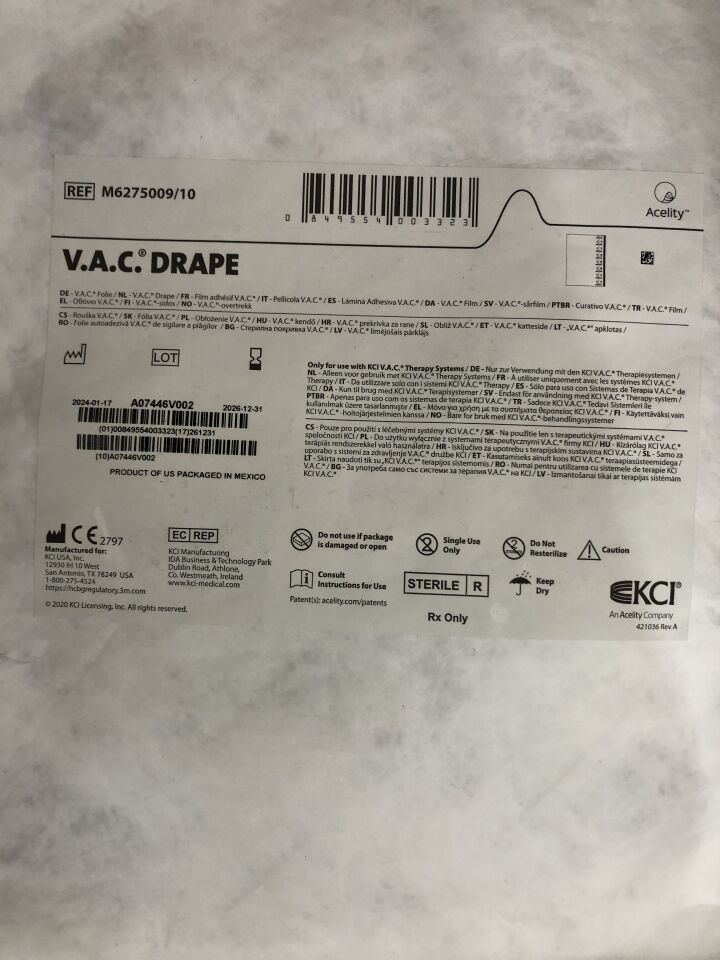 M6275009 - KCI - V.A.C. DRAPE, 30.5 x 26cm, (EA) - ( Expiry Date: 2026-12-31 )