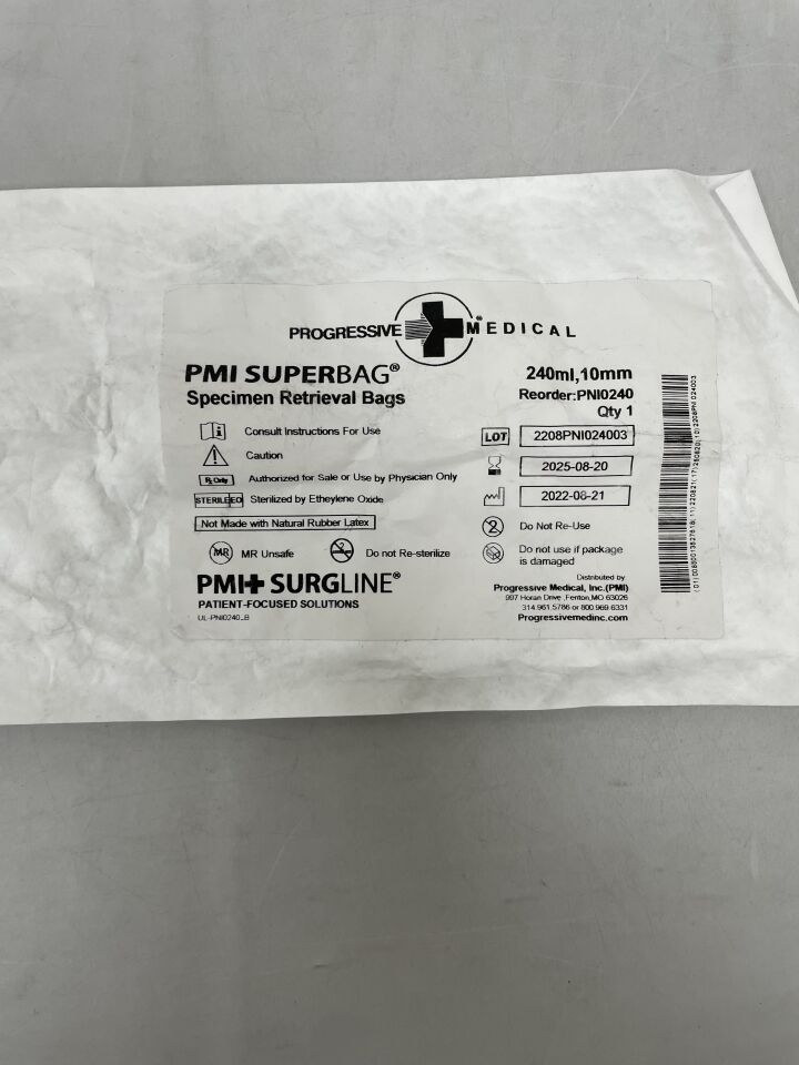 PNI0240 - DANNIK - Bolsa de nailon para extracción de muestras PMI Superbag con introductor, mediana, 10 mm/240 ml, (unidad) - (Fecha de caducidad: 20/08/2025)