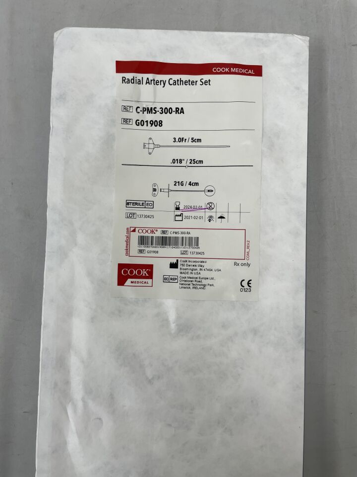 G01908 - COOK - Arterial Pressure Monitoring Set, Radial 3F x 5cm, (EA) - ( Expiry Date: 2024-02-01 )