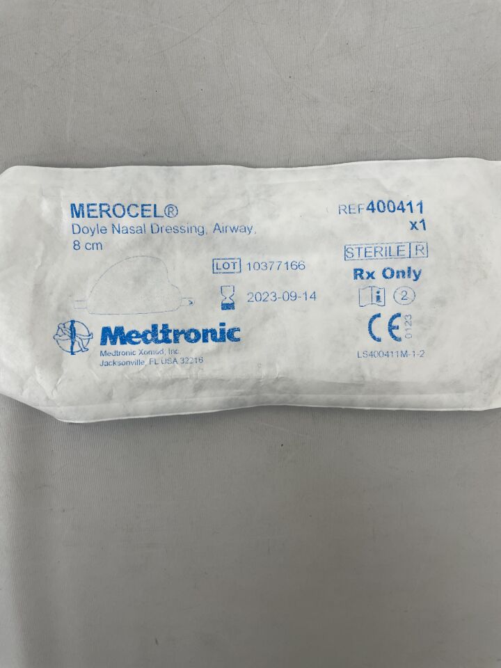 400411 - MEDTRONIC - MEROCEL Doyle Nasal Dressing, Airway, w/o String 1.5cm x 3cm x 8cm, () - ( Expiry Date: 2023-09-14 )