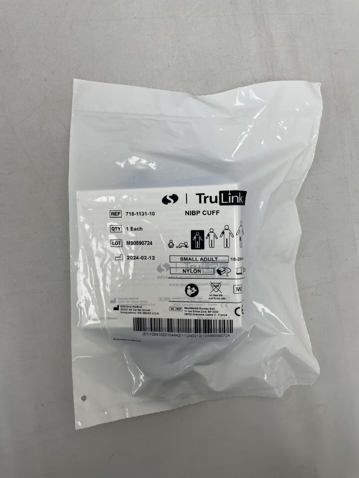 715-1131-10 - SPACELABS - Brazalete de presión arterial, nailon TruLink, 1T, adulto pequeño, 18-26 cm, (unidad) - (Fecha de caducidad: 2099-12-31)