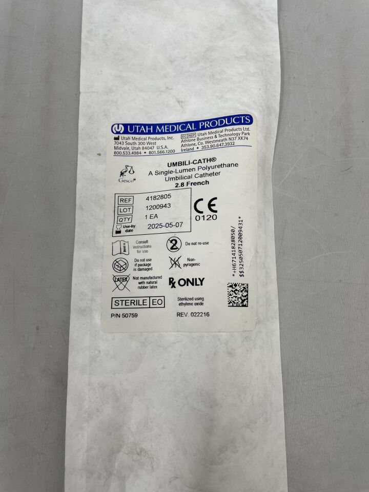 4182805 - UTAH MEDICAL - Catéter UVC de 2,8 Fr de un solo lumen (cada uno) - (Fecha de caducidad: 07/05/2025)