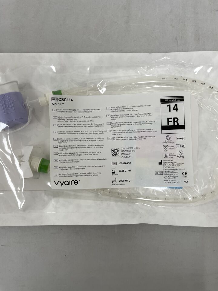 CSC114 - VYAIRE MEDICAL - Catéter de succión cerrado AirLife, 14F, (unidad) - (Fecha de caducidad: 01/07/2025)