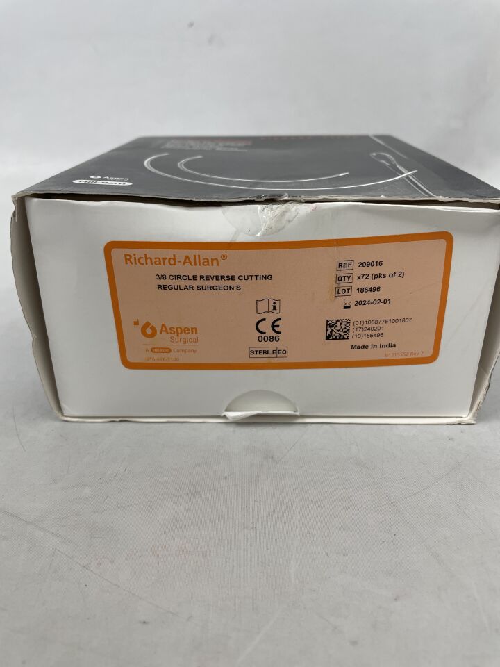 209016 - ASPEN - Richard-Allan Needle, 3/8 Circle Reverse Cutting, 0.034" x 1.209", (BX/72) - ( Expiry Date: 2024-02-01 )