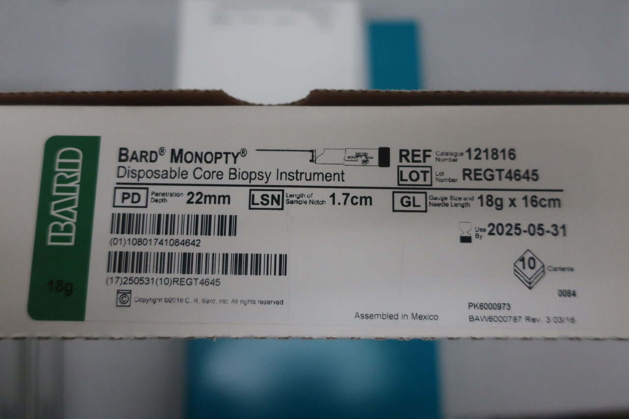 121816 - BARD - Monopty Disposable Core Biopsy Instrument 18G x 16cm, () - ( Expiry Date: 2024-01-31 )