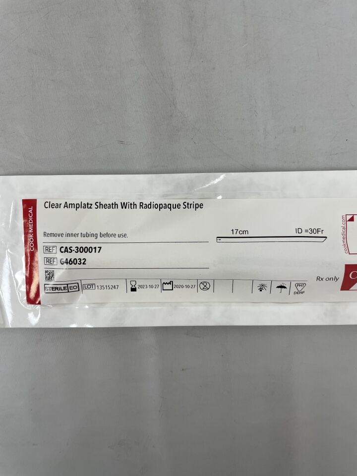 G46032 - COOK - Amplatz Sheath Clear with Radiopaque Stripe 30F x 17cm, (EA) - ( Expiry Date: 2023-10-27 )