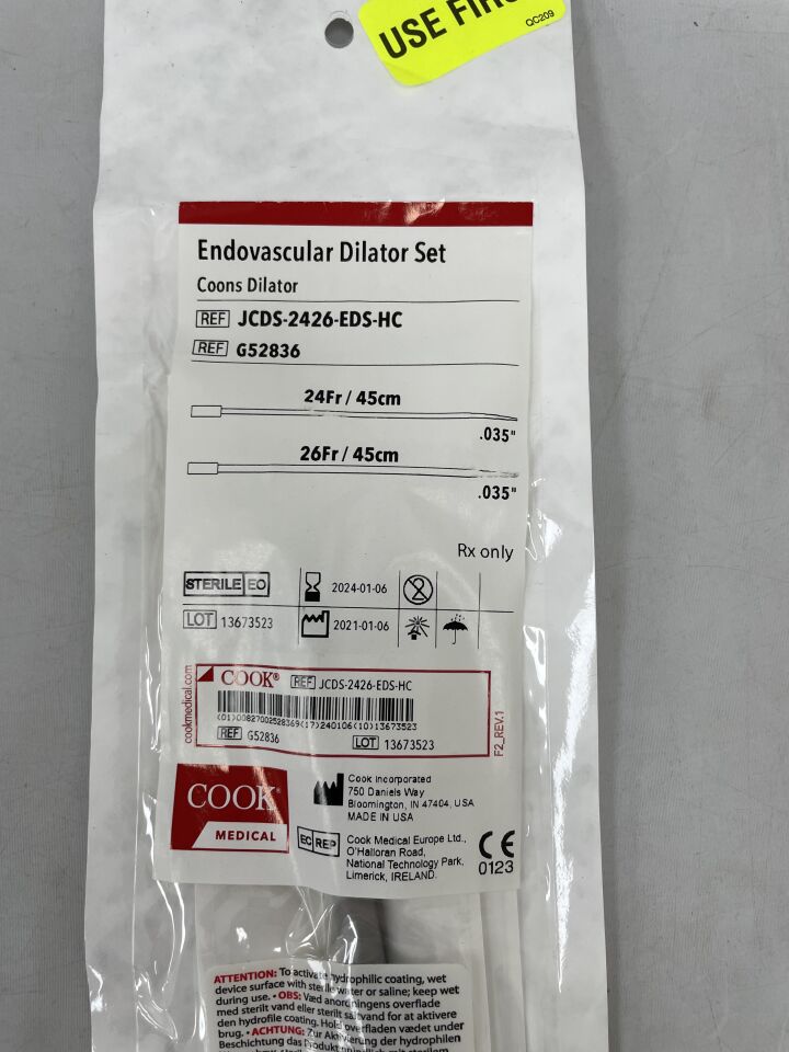 G52836 - COOK - Endovascular Dilator Set, Coons Taper 24,26F x 45cm, () - ( Expiry Date: 2024-01-06 )