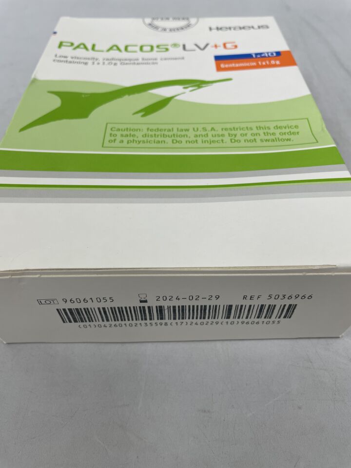 5036966 - HERAEUS MEDICAL - LV+G Radiopaque Bone Cement 1x40 + 1x1.0g Gentamicin, () - ( Expiry Date: 2024-02-29 )