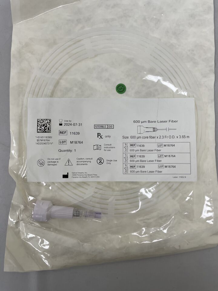 11639 - OPTICAL INTEGRITY - 600µm Bare Laser Fiber, 2.3FR, (EA) - ( Expiry Date: 2024-07-31 )