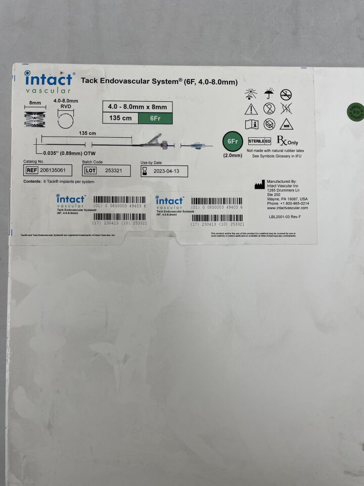 206135061 - PHILIPS - Intact Tack Endovascular System, 4.0-8.0mm x 8mm, 135cm, 6F, () - ( Expiry Date: 2023-04-13 )