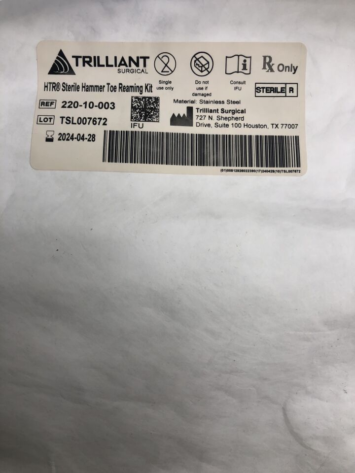 220-10-003 - TRILLIANT SURGICAL - HTR Hammer Toe Reaming Kit, 10mm, (EA) - ( Expiry Date: 2024-04-28 )