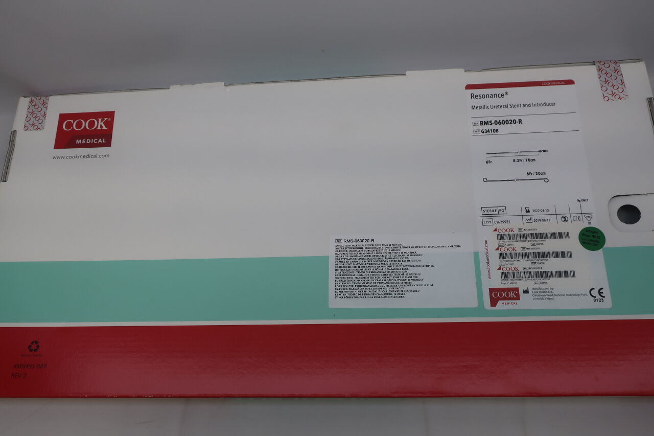 G34108 - COOK - Resonance Metallic Ureteral Stent and Introducer 6F x 20cm, (BX/1) - ( Expiry Date: 45325 )