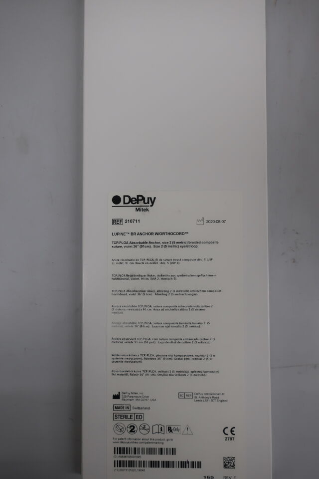 210711 - DEPUY - Lupine BR Biocryl Rapide Biocomposite Suture Anchor with Orthocord Suture, (BX/1) - ( Expiry Date: 45321 )