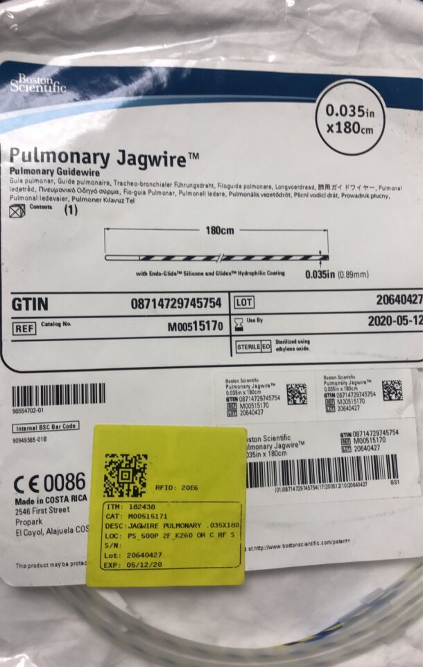 1517 - BOSTON SCIENTIFIC - Pulmonary Jagwire Hydrophilic Coated Pulmonary Guidewire, 0.035" x 180cm length, (EA) - ( Expiry Date: 2024-01-30 )