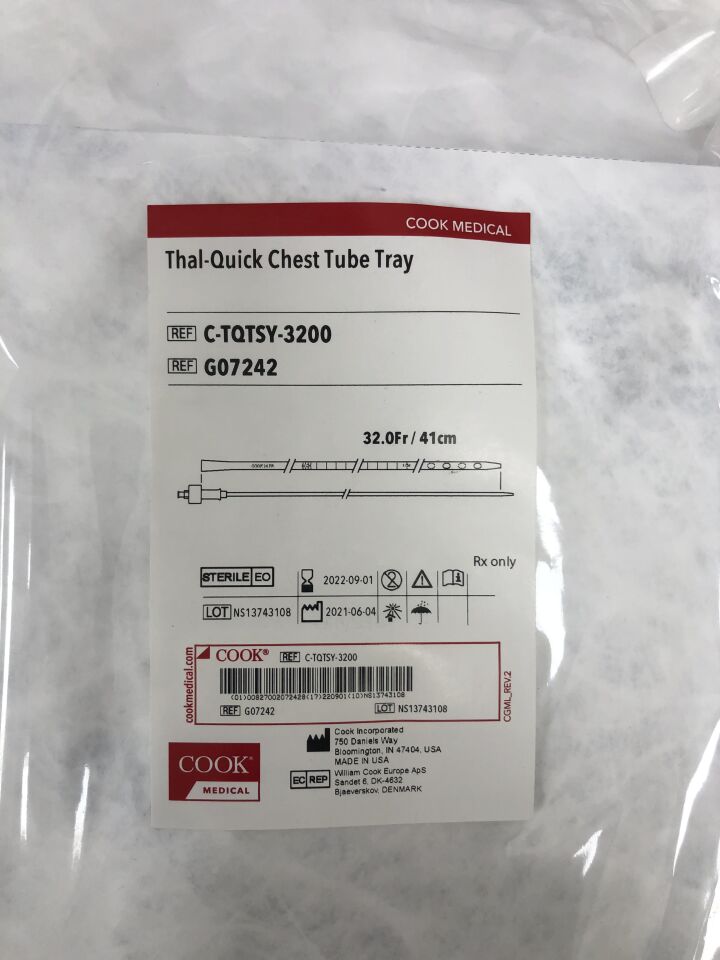 G07242 - COOK - Thal-Quick Chest Tube Tray, 32Fr x 41cm, (EA) - ( Expiry Date: 2022-09-01 )