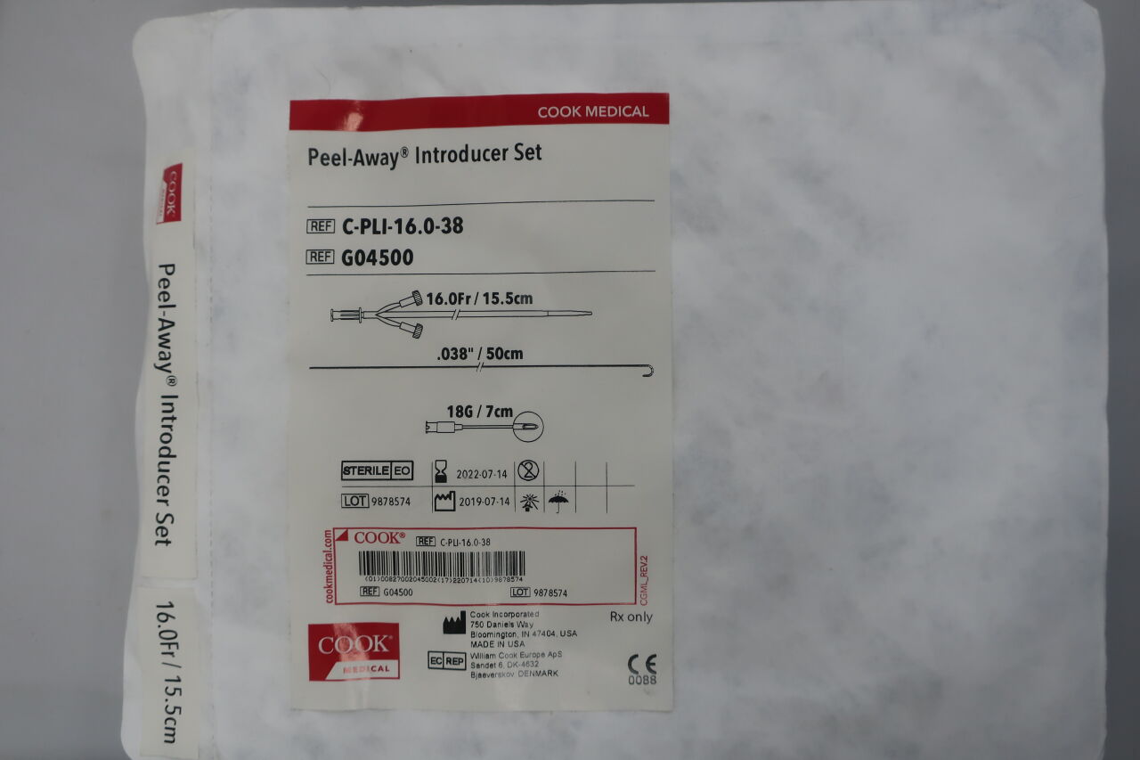 G04500 - COOK - Introducer Sheath Set, 16 Fr Size, (EA) - ( Expiry Date: 2023-12-10 )