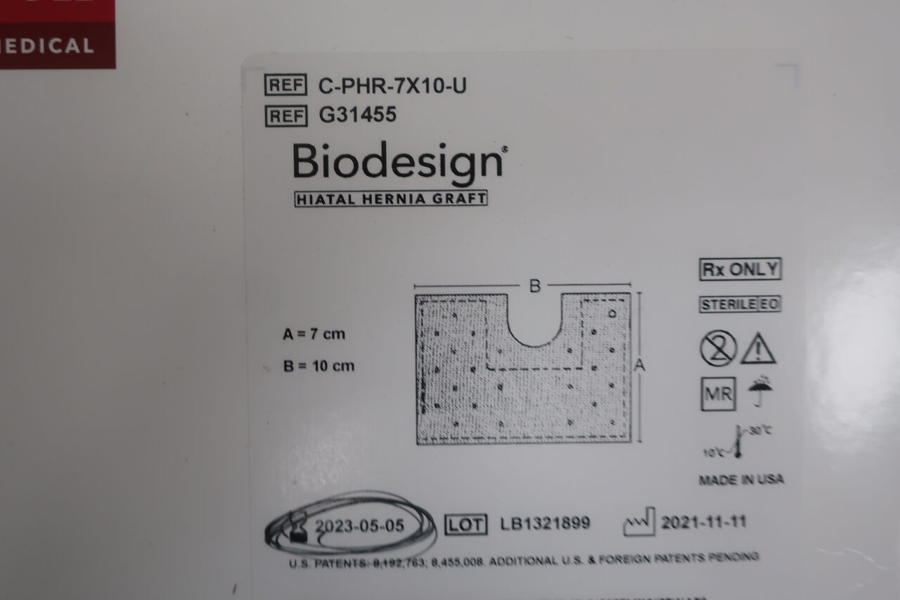 G31455 - COOK - Biodesign Hiatal Hernia Graft, Pre-Shaped 7cm x 10cm, (EA) - ( Expiry Date: 2023-12-14 )