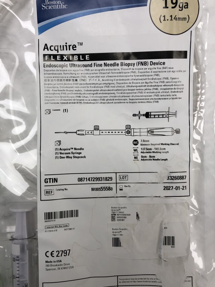 5558 - BOSTON SCIENTIFIC - Dispositivo flexible para biopsia con aguja fina (BAF) por ultrasonido endoscópico Acquire, calibre 19 (unidades) - (Fecha de caducidad: 21/01/2027)