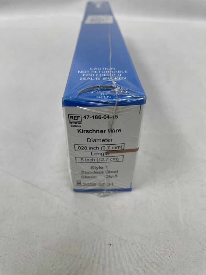 47-186-04-15  -  ZIMMER  -  0.28" kirschner wire, trocar both ends, 12.7cm , ( EA )  -  ( Expiry Date : 2025-07-31 )